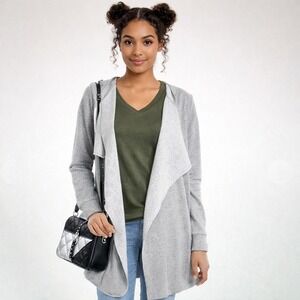 JUICY COUTURE Size XS Flyaway French Terry Gray Glitter Hoodie Waterfall Cardagn